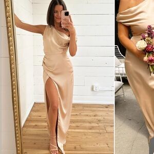 Show me Your MUMU Jodie Dress Satin Evening Gown Champange Xl